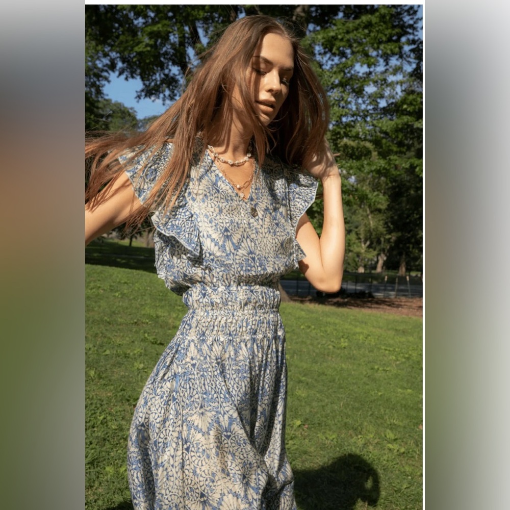 Guadalupe Charlize Paisley Ruffle Dress NWT